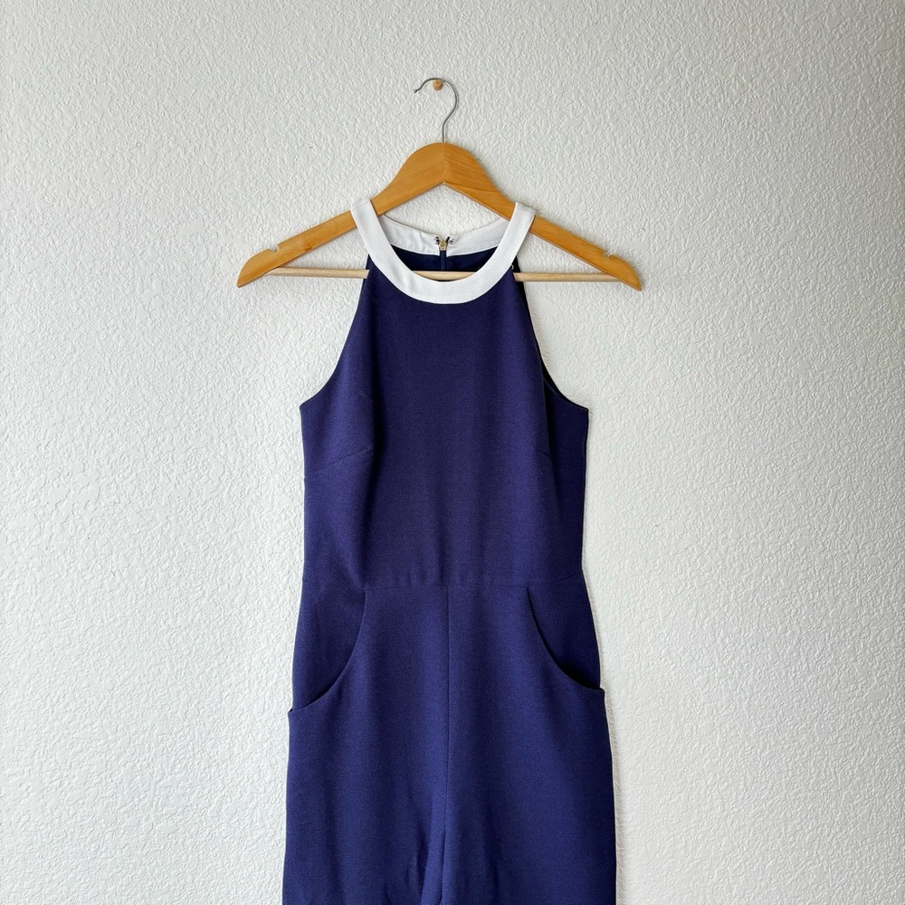 Karl Lagerfeld Navy and White Wide Leg Jumpsuit